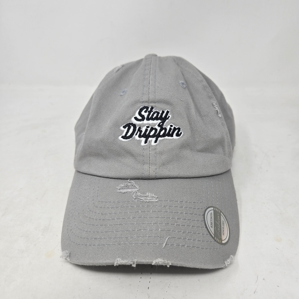 KBETHOS Stay Drippin Gray Distressed Baseball Cap Adjustable Strapback Hat